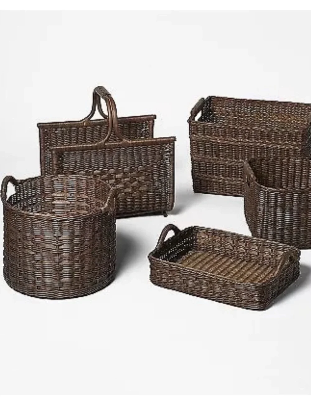 Threshold Studio McGee Woven Rattan Handled Log Holder
